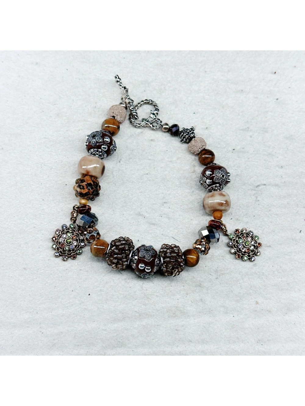 180u. Pewtertone Brown Bracelet